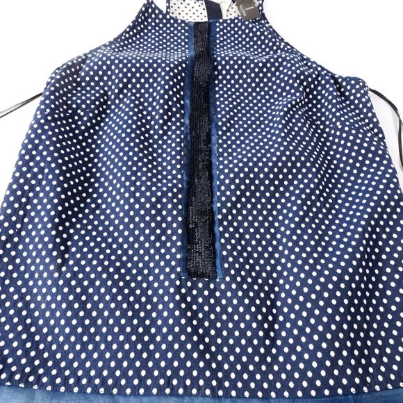 Sachin & Babi Blue White Polka Dot Net Sequin Zipper Back Tank Top XS - Picture 14 of 15